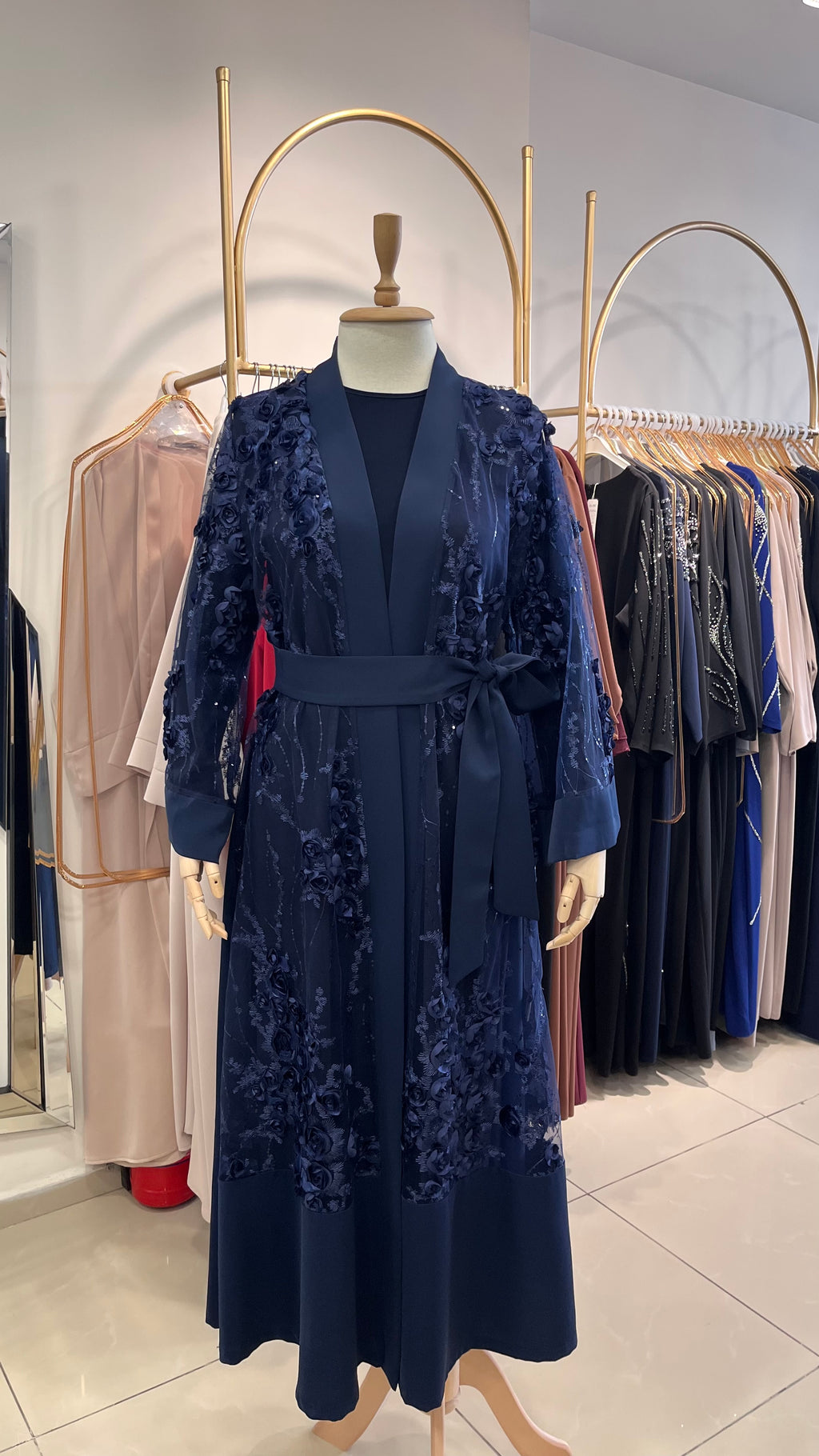 Çiçekli Abaya Takım