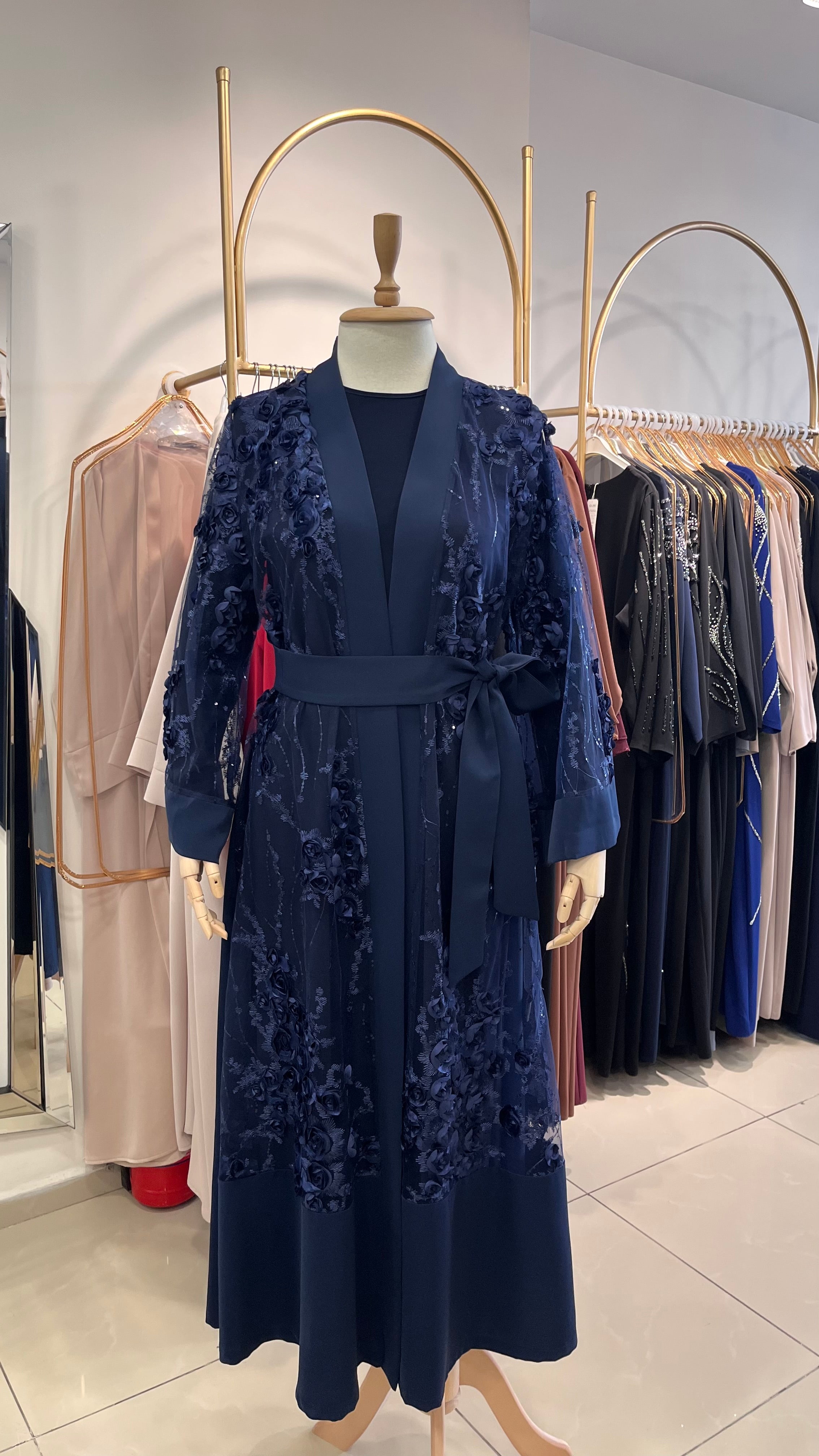Çiçekli Abaya Takım