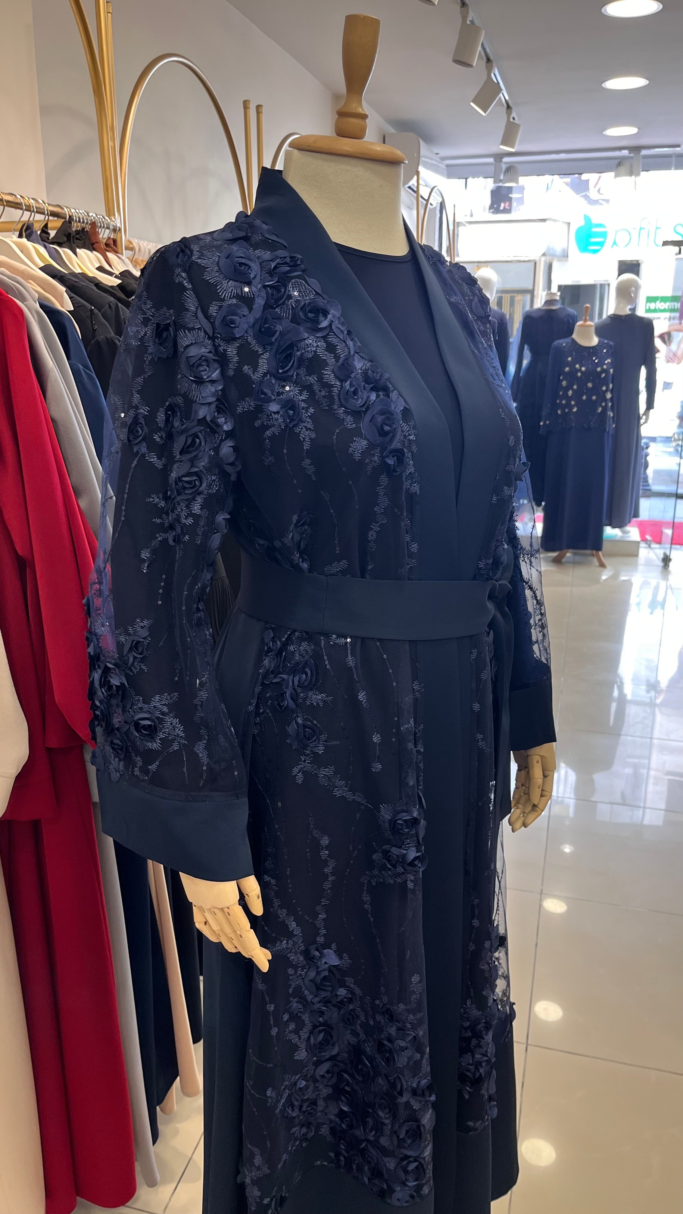 Çiçekli Abaya Takım